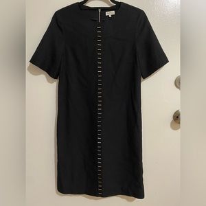 SUNO Black Short-Sleeve Metal-Stud Shift Dress - sz 2